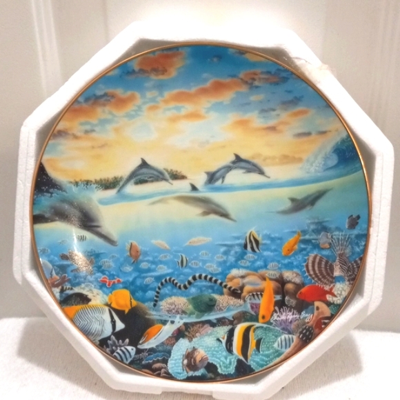 Hamilton,Tales of Tauarna Plate, Vintage Porcelain Plate W/Dolphins - Picture 1 of 6